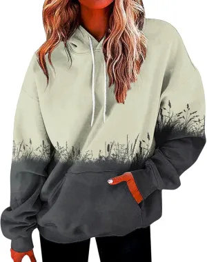 GOFULY Womens Long Sleeve Tops Drawstring Pullover Tops Fall Tie Dye Light Weight Hoodies Loose Fit Business Casual Clothes