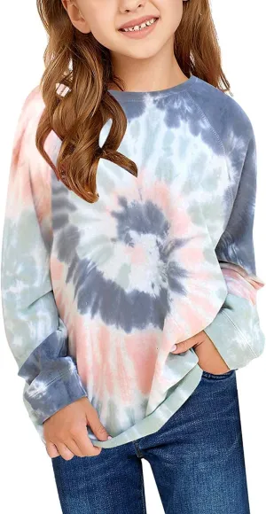 GRAPENT Tie Dye Print Active Hoodie Long Sleeve Sweatshirts Pullover Tops 4-13