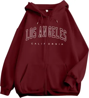 Graphic Hoodies for Women Oversized Cute Teenage Girls Sweatshirt Casual Full Zip Hoodie Autumn and Winter Tops Pullover