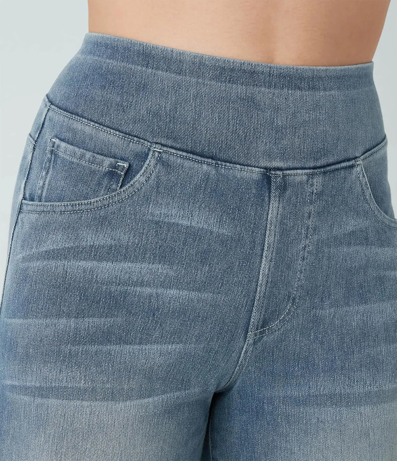 Grevela Pull Up Jeans, Grevela Stretch Jeans, Women's Wide Leg Pants, High Waisted Stretch Pull-on Baggy Denim Pants
