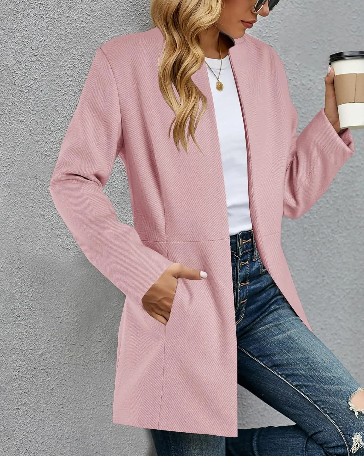 Grlasen Women's Long Pea Coats Winter Wool Jackets Lapel Slim Fit Outerwear Dressy Casual Elegant Warm Overcoats