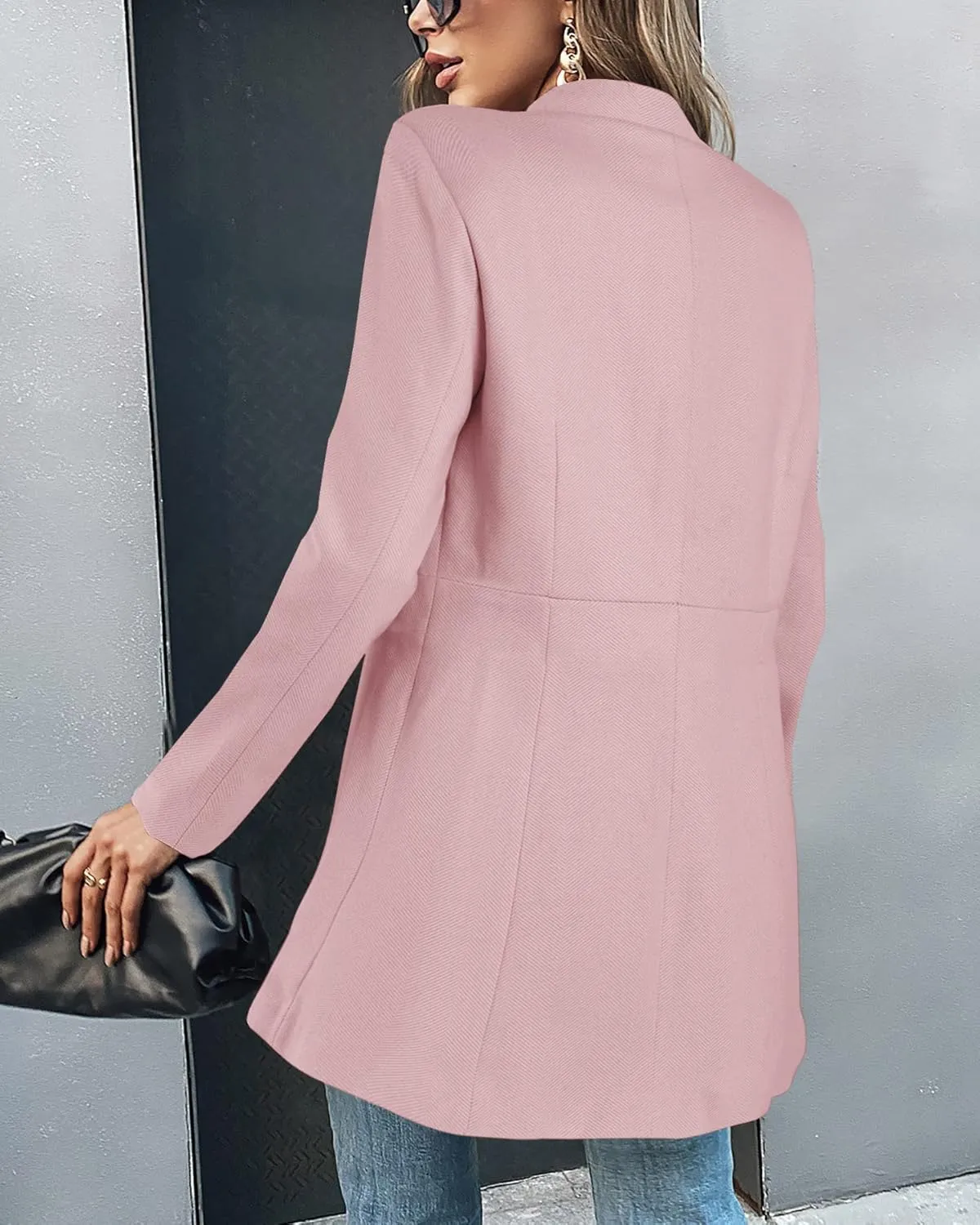 Grlasen Women's Long Pea Coats Winter Wool Jackets Lapel Slim Fit Outerwear Dressy Casual Elegant Warm Overcoats