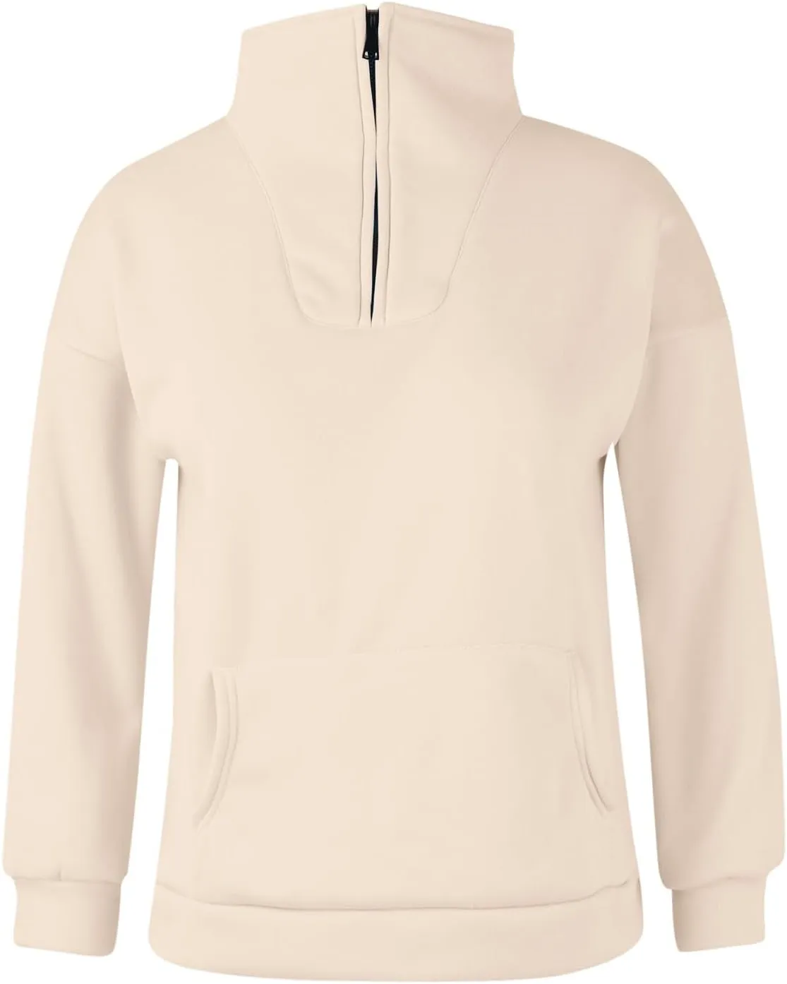Half Zip Up Hoodies For Women Crop Women's Fall Sweatshirt Long Sleeve Kangaroo Pocket Pullover Tops Loose Fit Sweatshirts