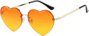 Heart Shape Tinted Party Sunglasses Vintage Uv400 Beach Lenses Colors Rimless Gradient