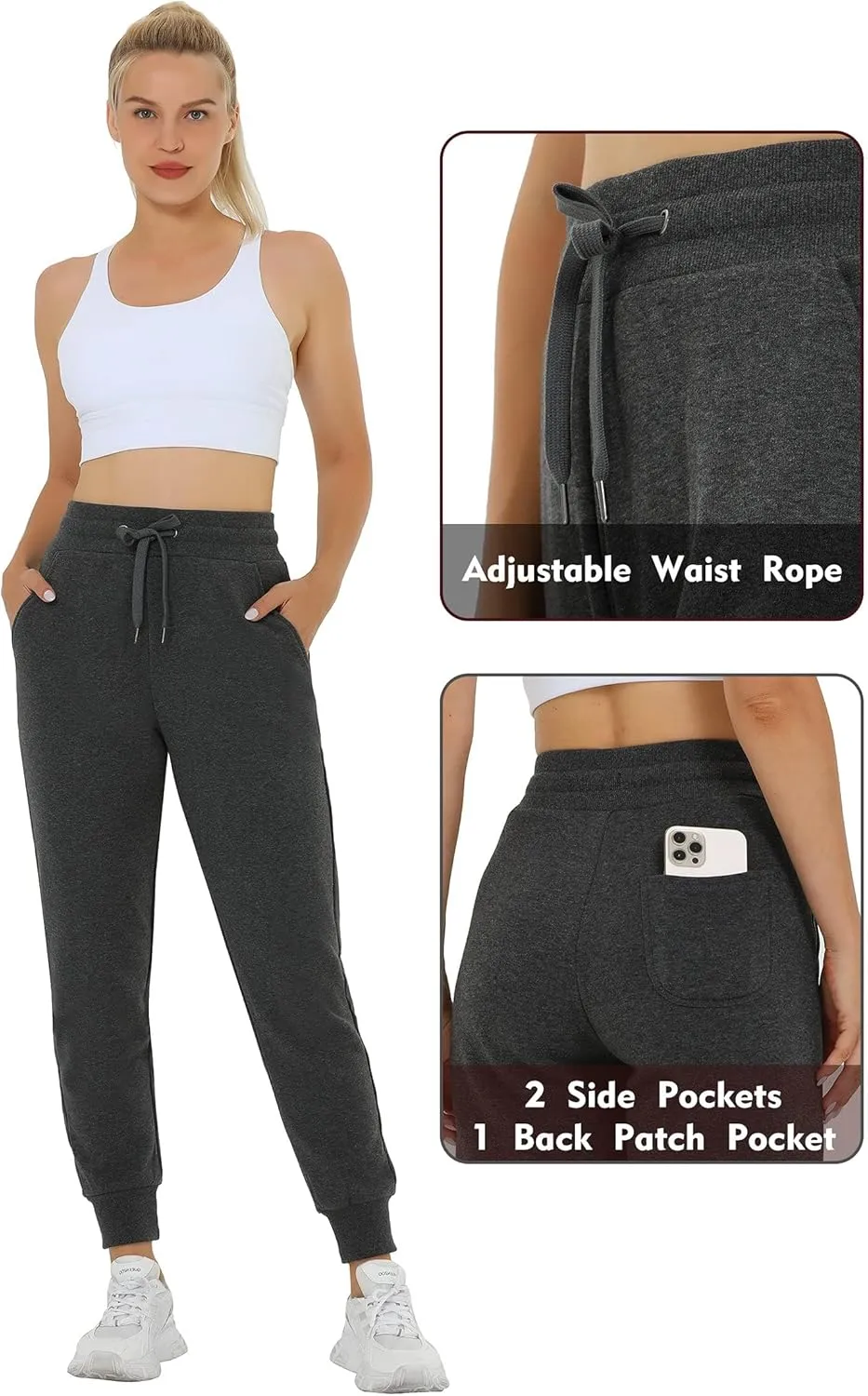 Heathyoga Fleece Lined Joggers for Women Thermal Sweatpants for Women Joggers with Pockets Workout Pants Running Pants