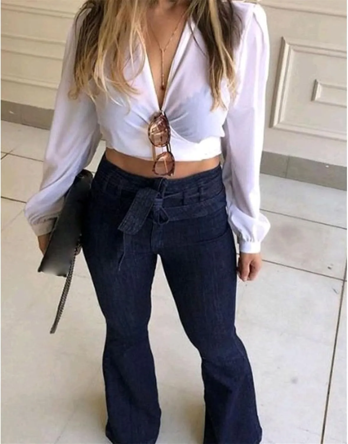 High Waisted Jeans for Women Flare Jeans for Women Stretch Wide Leg Jeans