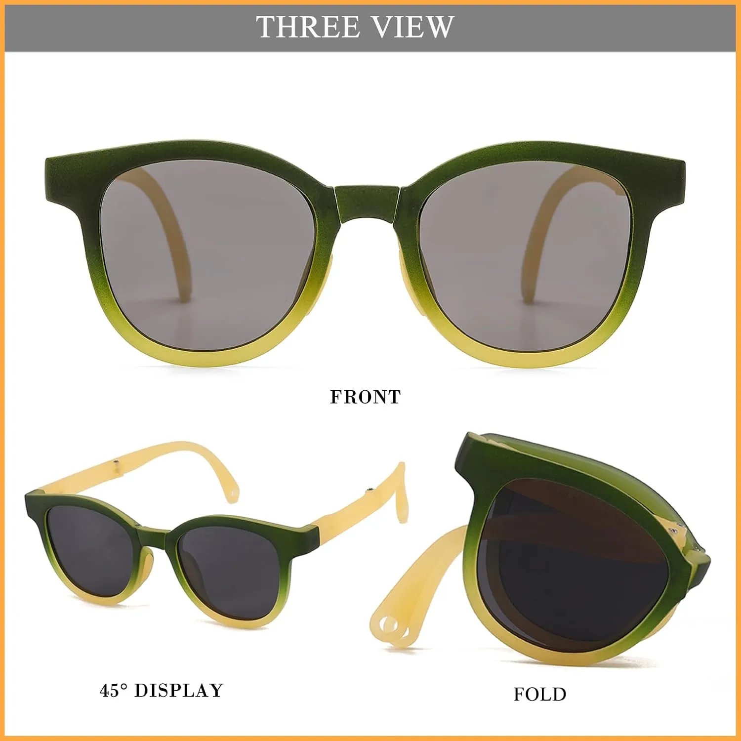 HJSTES Kids Polarized Sunglasses for Girls Boys Folding Sunglasses Square Foldable Frame UV400