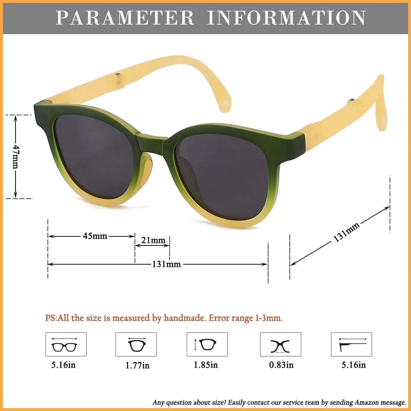 HJSTES Kids Polarized Sunglasses for Girls Boys Folding Sunglasses Square Foldable Frame UV400