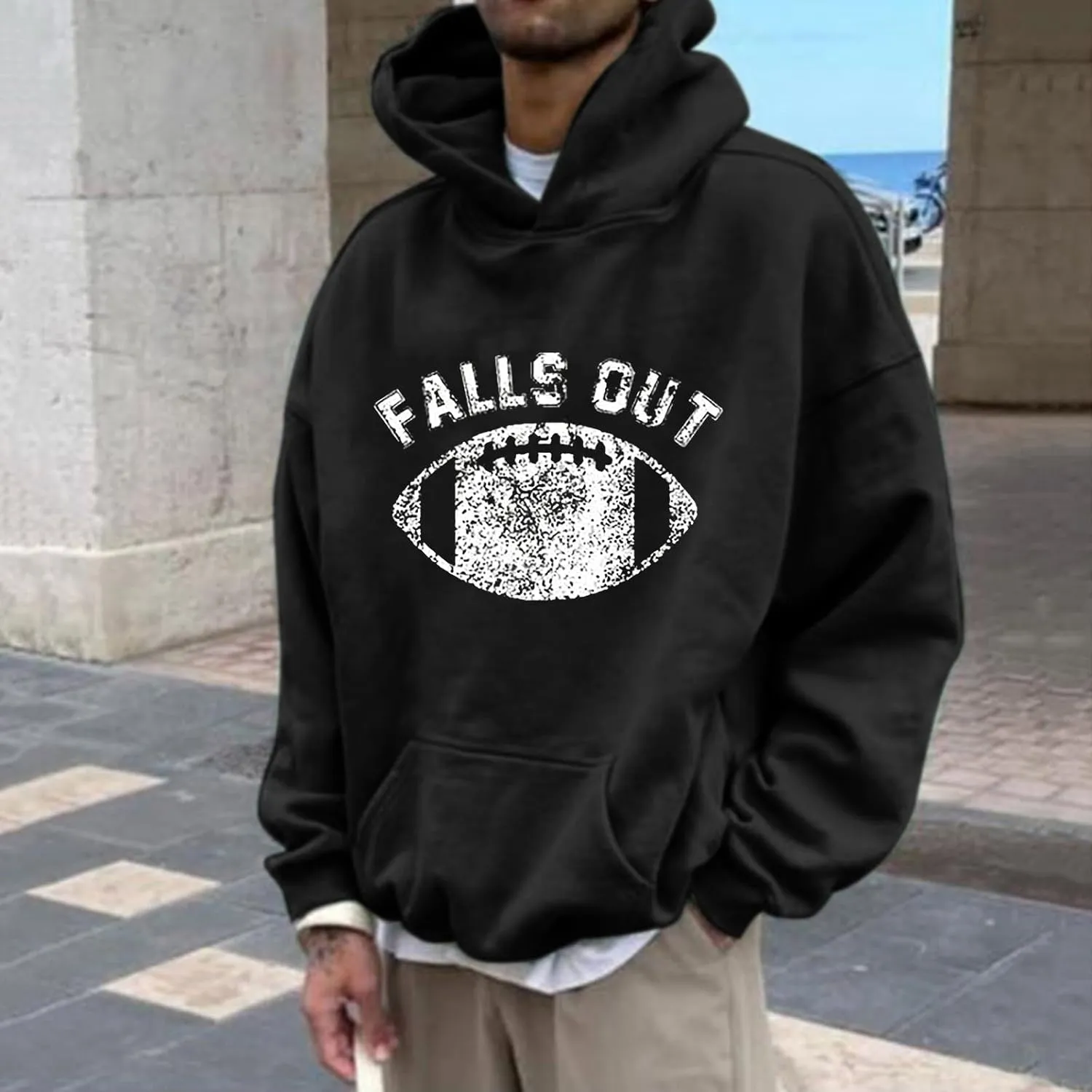 Hoodies for Men Pullover Mens Hooded Sweatshirt Plaid Hooded Tops Casual Printed Long Sleeve Sweater Pullover Loose