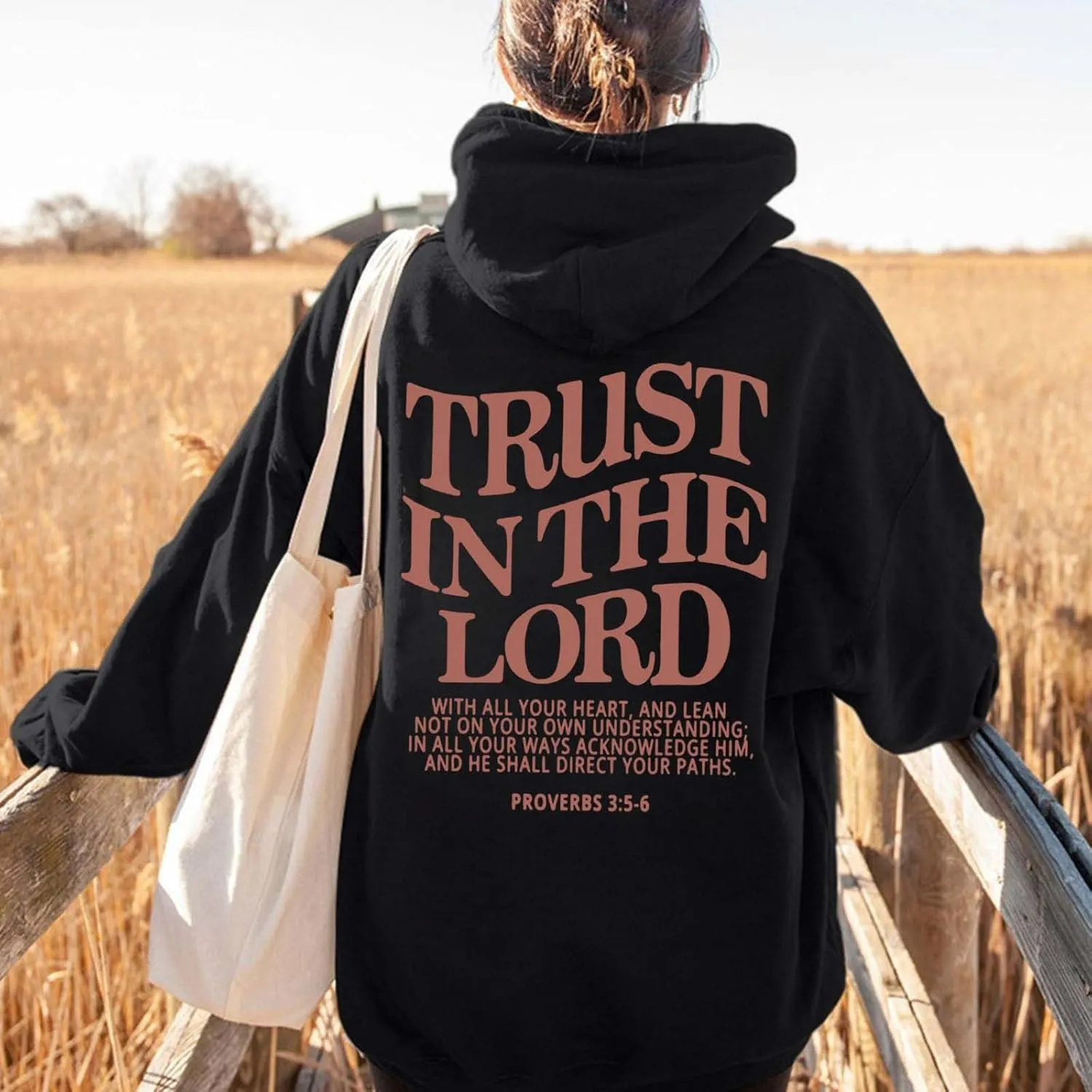 Hoodies for Teen Girls Trust in The Lord Christian Hoodies for Women Trendy Graphic Oversize Pullover Hoodies