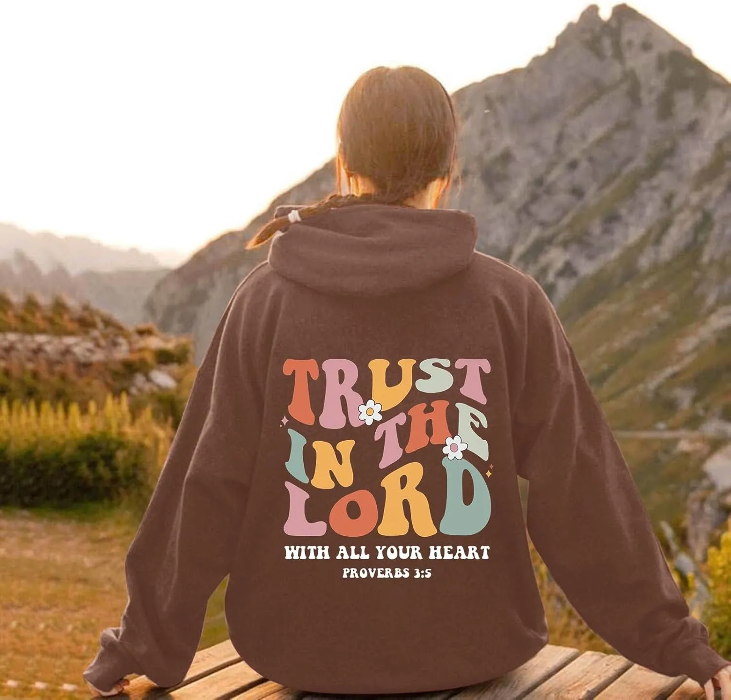 Hoodies For Women Graphic Trust In The Lord Christian Shape Print Winter Outfit With Pocket Drawstring Soft Casual Pullover