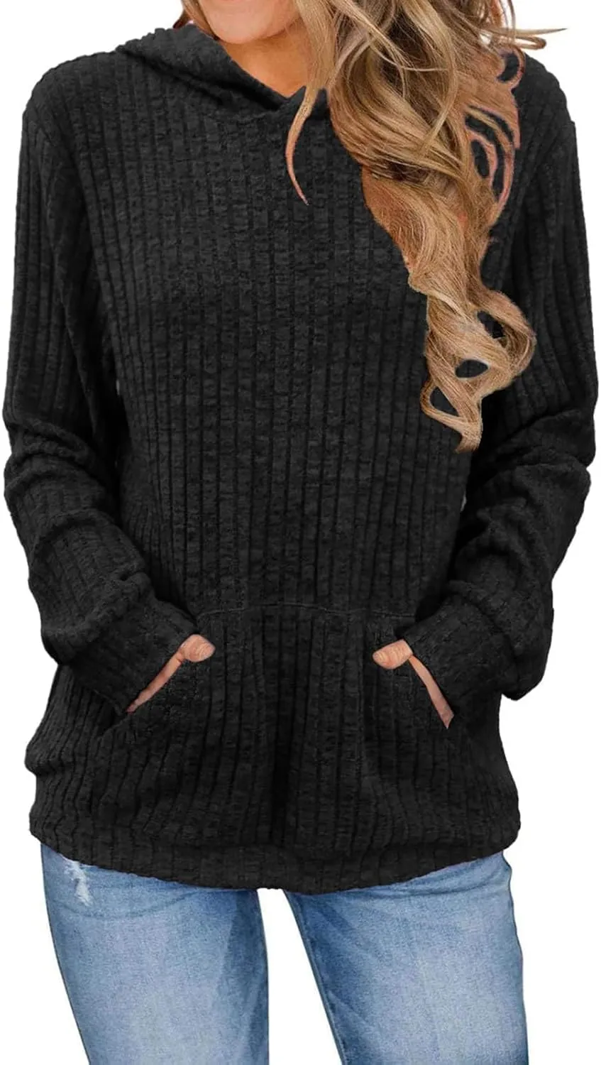 Hoodies for Women Long Sleeve Shirts Kangaroo Pocket Fashion Hoodie Fall Pullover Sweatshirts Casual Loose Hooded Tops