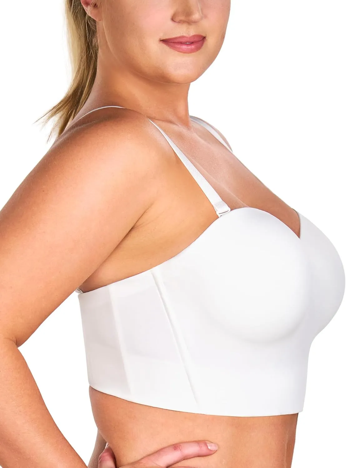 HSIA Longline Strapless Bra for Women, Anti-Slip Support Corset for Large Bust Convertible Bustier Bandeau for Big Breasts