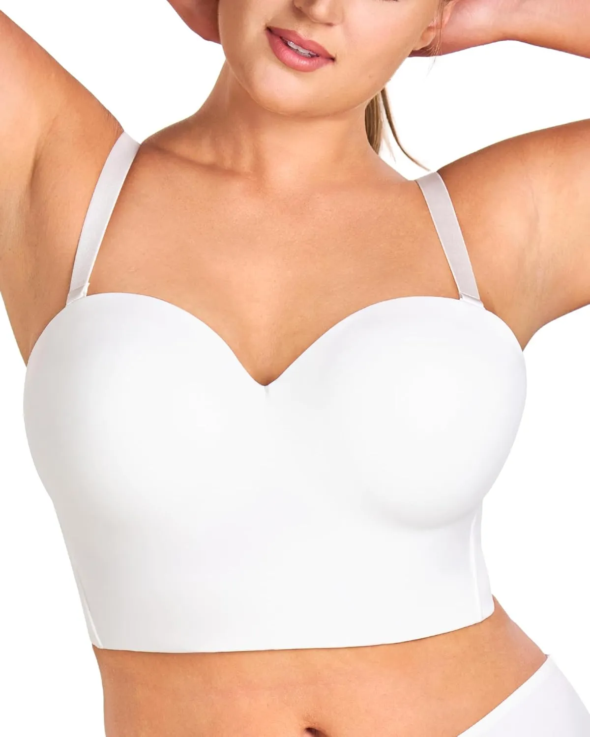 HSIA Longline Strapless Bra for Women, Anti-Slip Support Corset for Large Bust Convertible Bustier Bandeau for Big Breasts