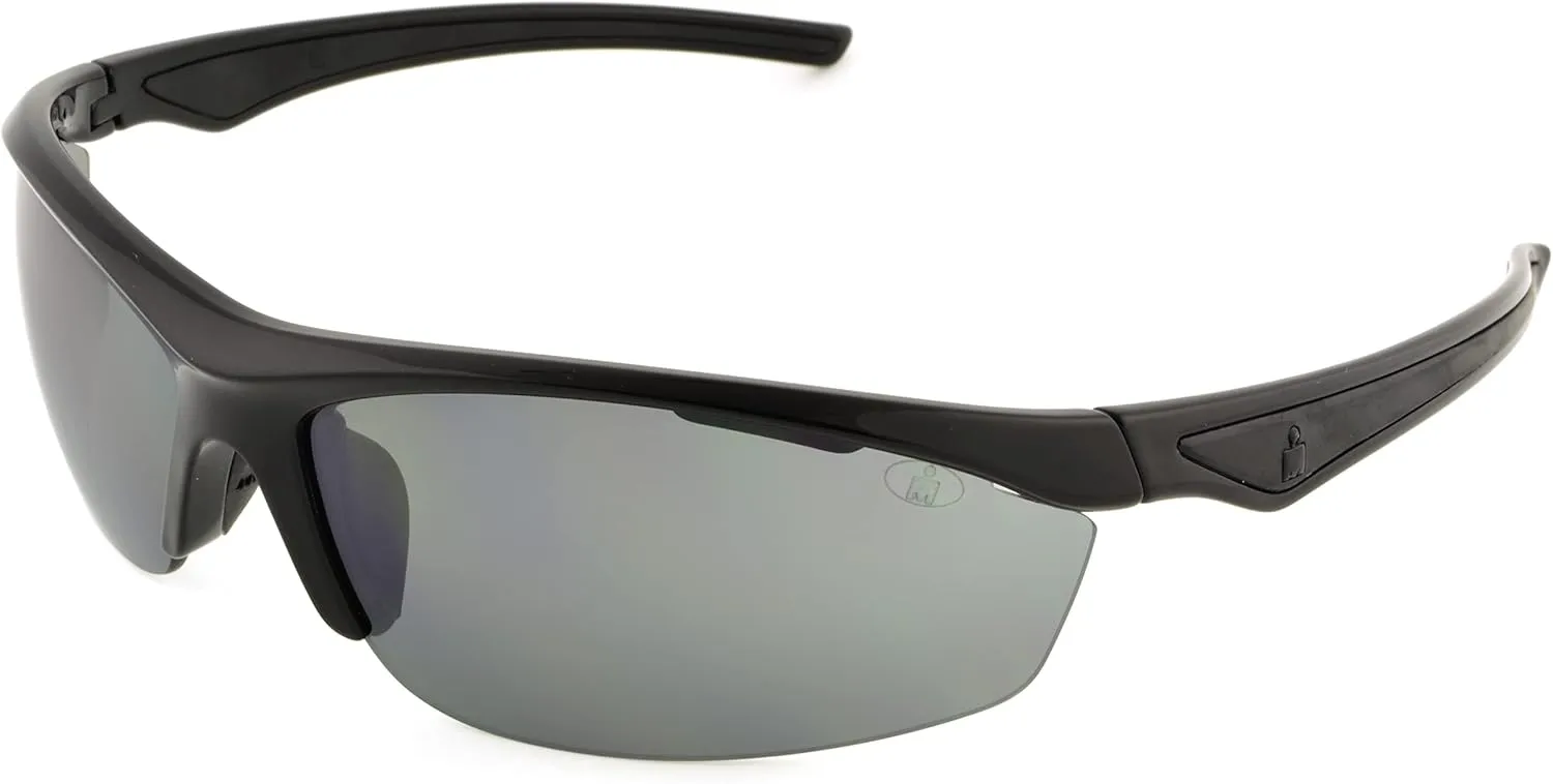 IRONMAN Ready Wrap-Around Sport Sunglasses for Men, Shiny Black, 71mm