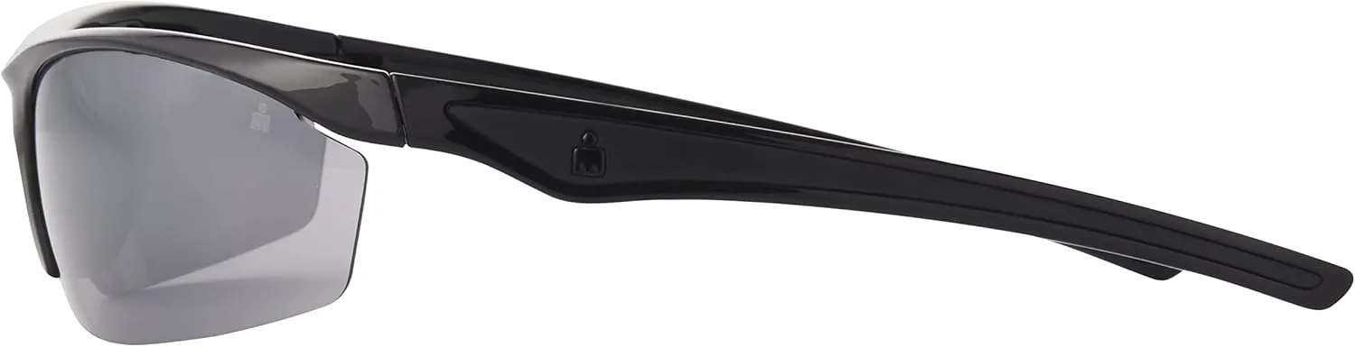IRONMAN Ready Wrap-Around Sport Sunglasses for Men, Shiny Black, 71mm