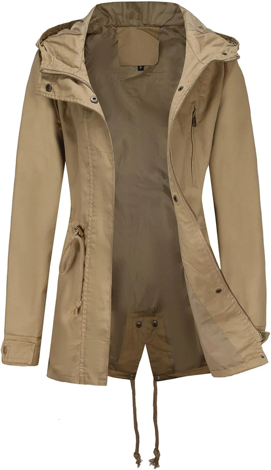 JEsilunmaMY Women's Lightweight Military Anorak Jackets Safari Hoodie Utility Drawstring Coat Windproof Windbreaker Raincoats