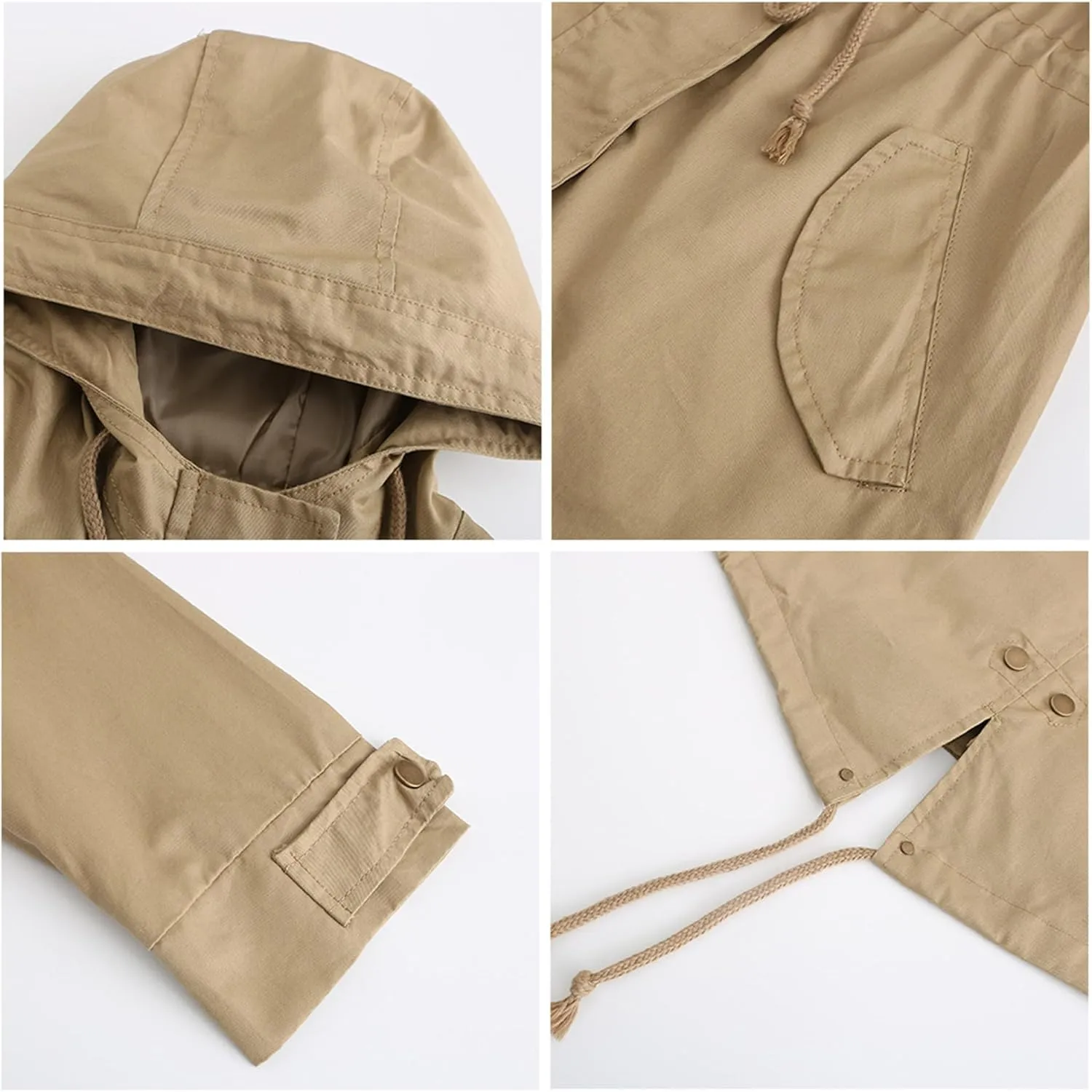 JEsilunmaMY Women's Lightweight Military Anorak Jackets Safari Hoodie Utility Drawstring Coat Windproof Windbreaker Raincoats