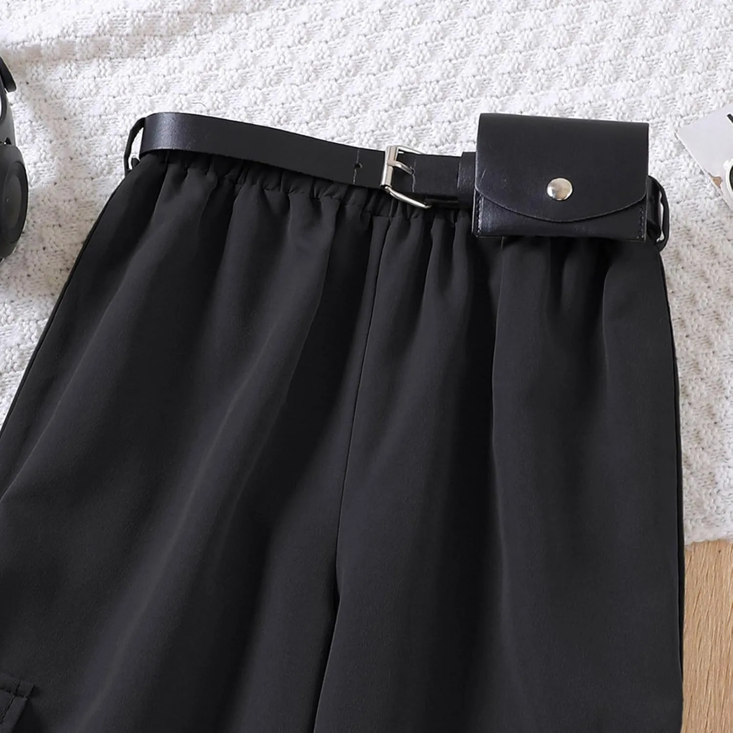 Jogger Pants for Girls Kids & Toddler Cargo Pants Elastic Waist Straight Leg Cargo Pants with Pocket