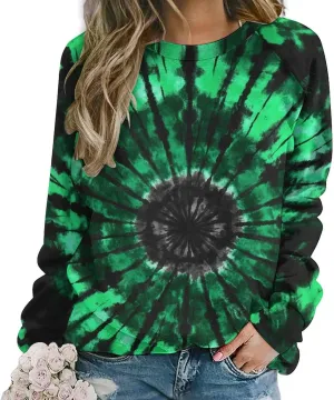 JooMeryer Tie Dye Sweatshirt for Women Long Sleeve Lightweight Oversize Pullover Sweatshirts