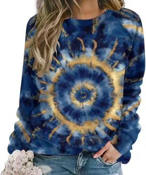 JooMeryer Tie Dye Sweatshirt for Women Long Sleeve Lightweight Oversize Pullover Sweatshirts