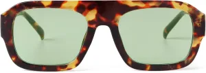 JUDOO Retro 70s Square Aviator Sunglasses for Women Men Tortoise Green Chunky Bridge Sunglasses Thick Frame Vintage Aviators