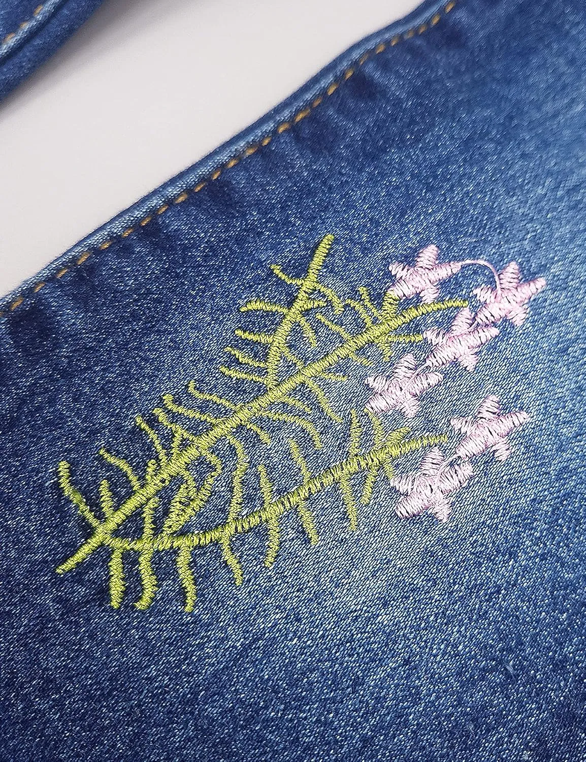 KIDSCOOL SPACE Girls Jeans, Ribbed Elastic Waist Embroidered Denim Pants