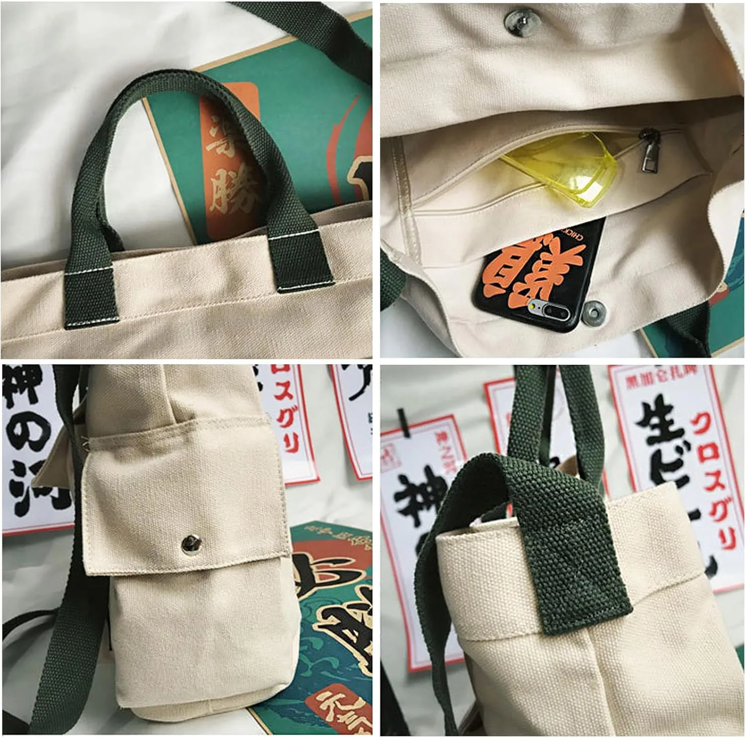 KlaOYer Canvas Messenger Bag Large Hobo Bag Crossbody Shoulder Bag Tote Bag with Pocket for Women and Men