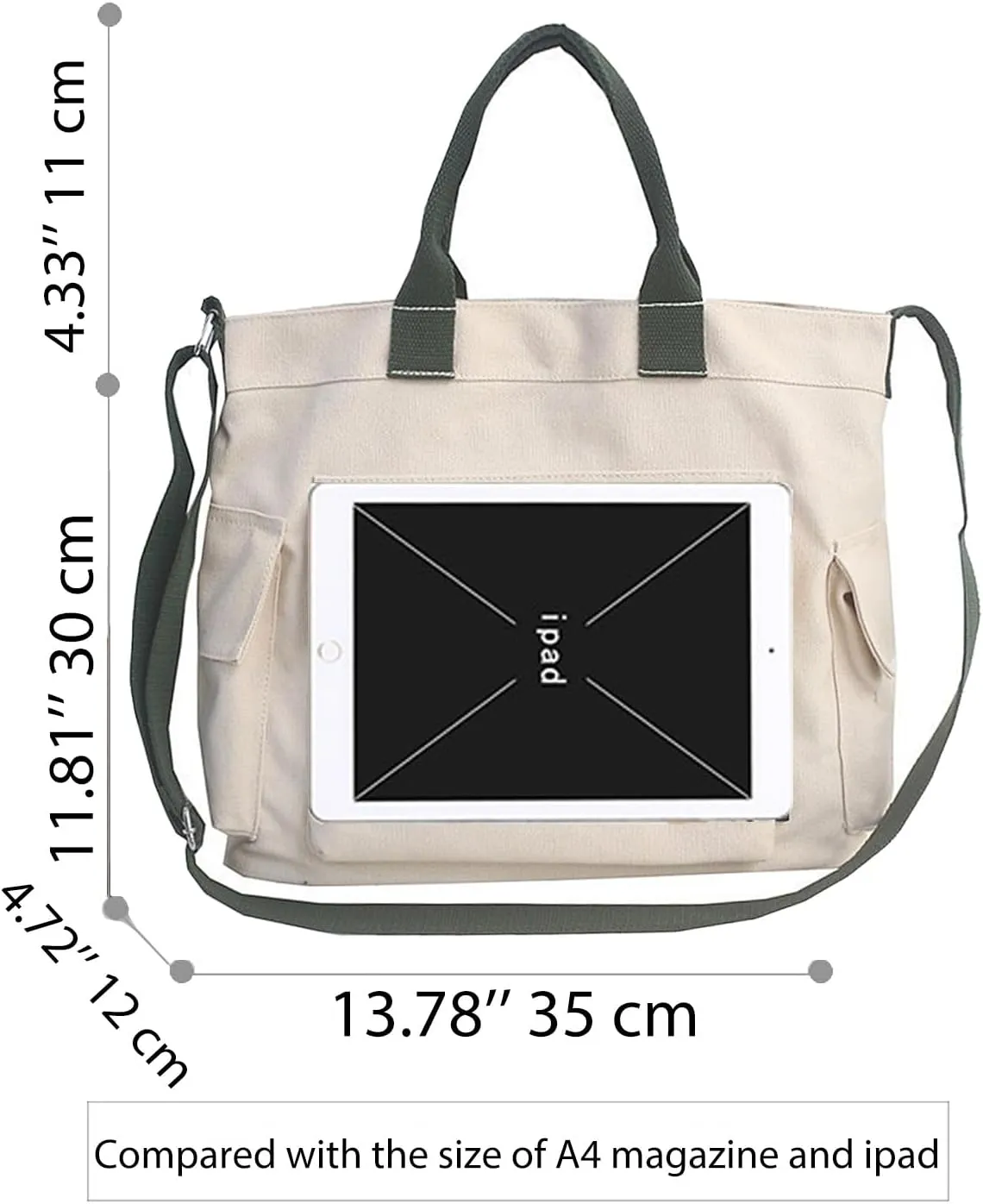 KlaOYer Canvas Messenger Bag Large Hobo Bag Crossbody Shoulder Bag Tote Bag with Pocket for Women and Men