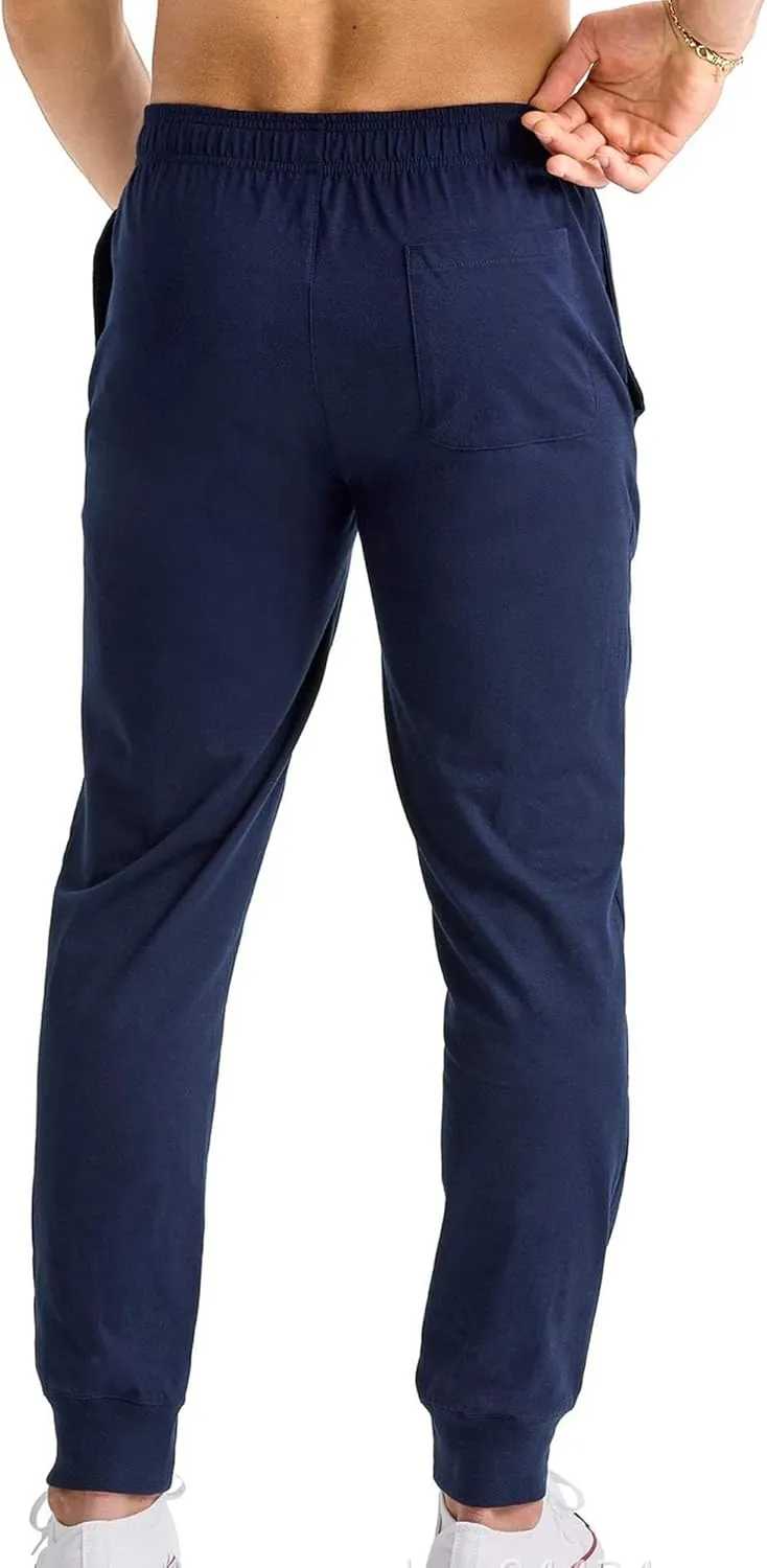 Knit Casual Pants for Men Lightweight Lounge Workout Trousers Classic Comfort Cotton Outdoor Joggers