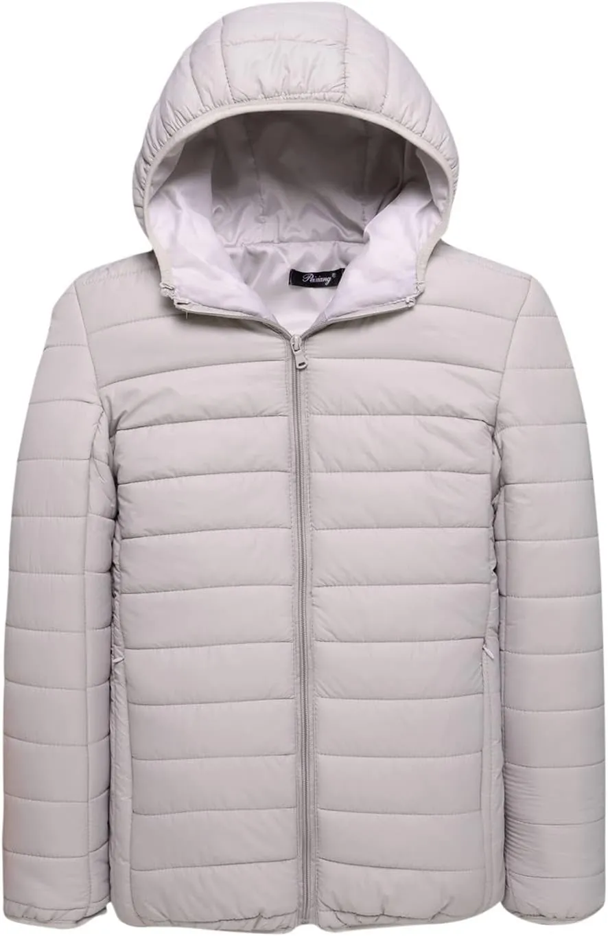 Lightweight Puffer Jacket Men with Hood Zip up Padded Coat Winter Down Jackets Quilted Jacket Warm Outdoor Jacket
