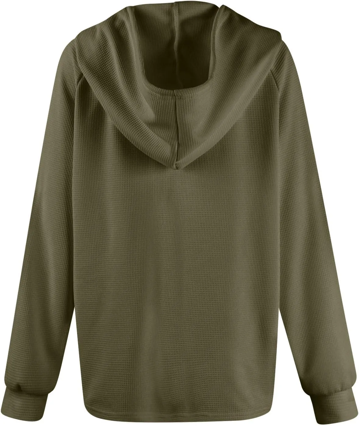 Long Sleeve Shirts for Women Waffle Knit Tunic Sweater Tops Casual Button Down Blouses Top Soft Hooded Sweatshirts