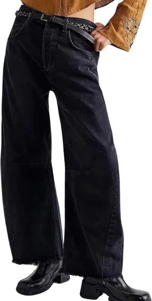 loveimgs Women Loose Distressed Baggy Barrel Jeans High Rise Denim Pants Y2k Frayed Boyfriend Wide Leg Jeans Pocket