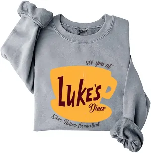 Luke's Diner Sweatshirts for Women，Crewneck Lukes Diner Graphic Long Sleeve Casual Pullover Preppy Girls Sweatshirt