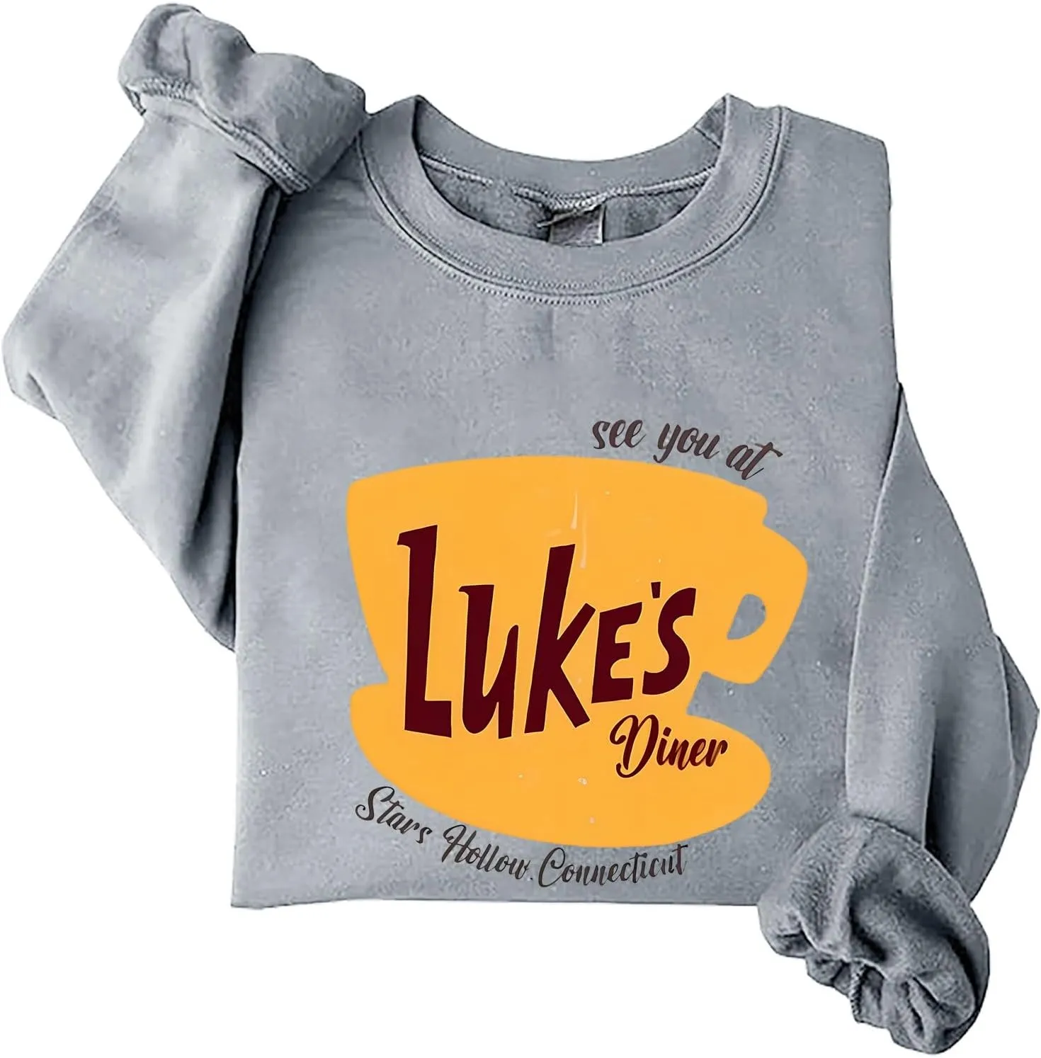 Luke's Diner Sweatshirts for Women，Crewneck Lukes Diner Graphic Long Sleeve Casual Pullover Preppy Girls Sweatshirt