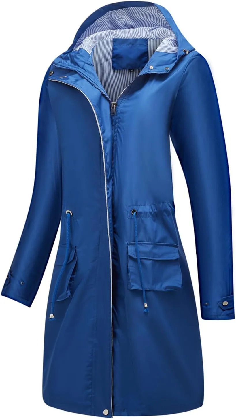 Lu's Chic Women's Rain Jackets Anorak Waterproof Casual Military Utility Outdoor Fall Hood