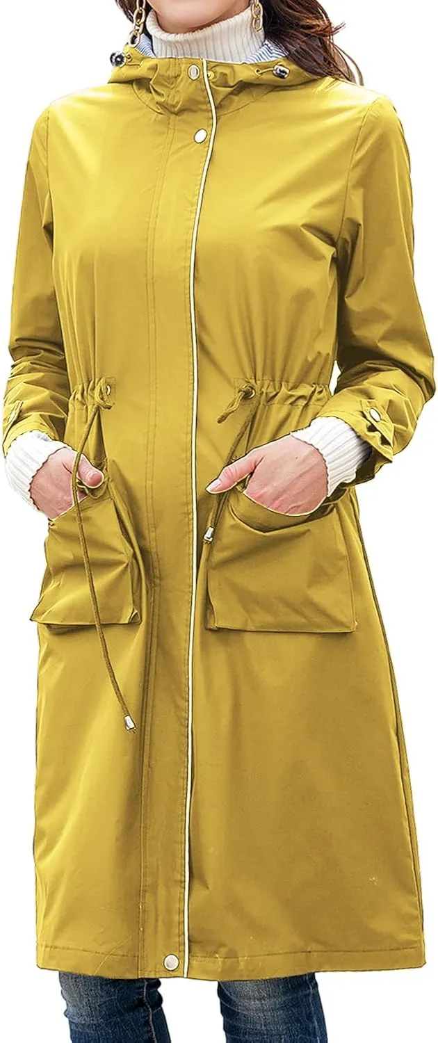 Lu's Chic Women's Rain Jackets Anorak Waterproof Casual Military Utility Outdoor Fall Hood