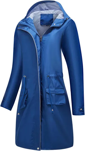 Lu's Chic Women's Rain Jackets Anorak Waterproof Casual Military Utility Outdoor Fall Hood