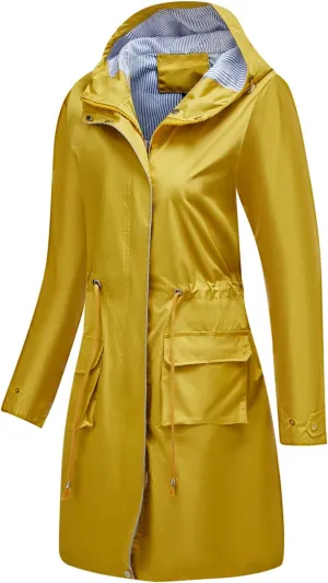 Lu's Chic Women's Rain Jackets Anorak Waterproof Casual Military Utility Outdoor Fall Hood