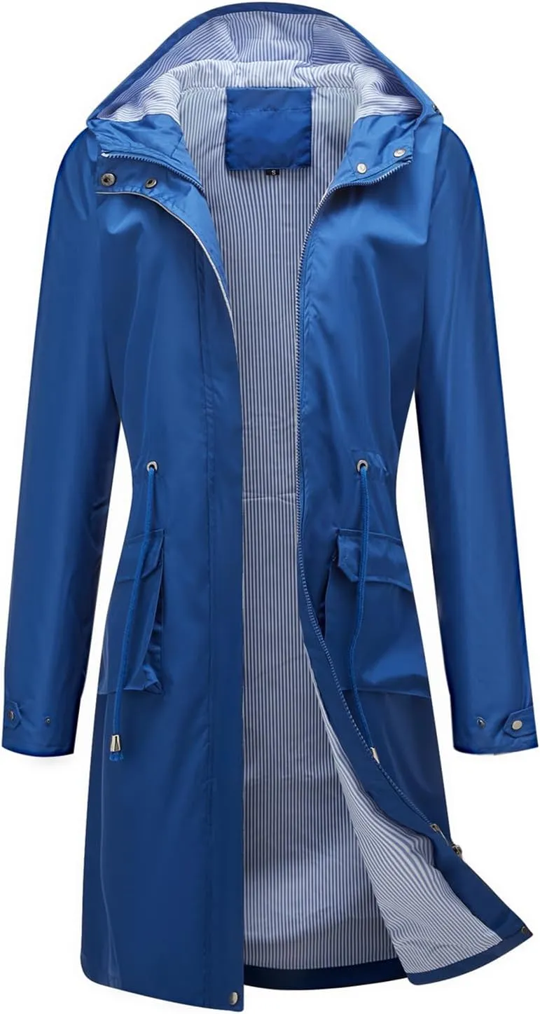 Lu's Chic Women's Rain Jackets Anorak Waterproof Casual Military Utility Outdoor Fall Hood