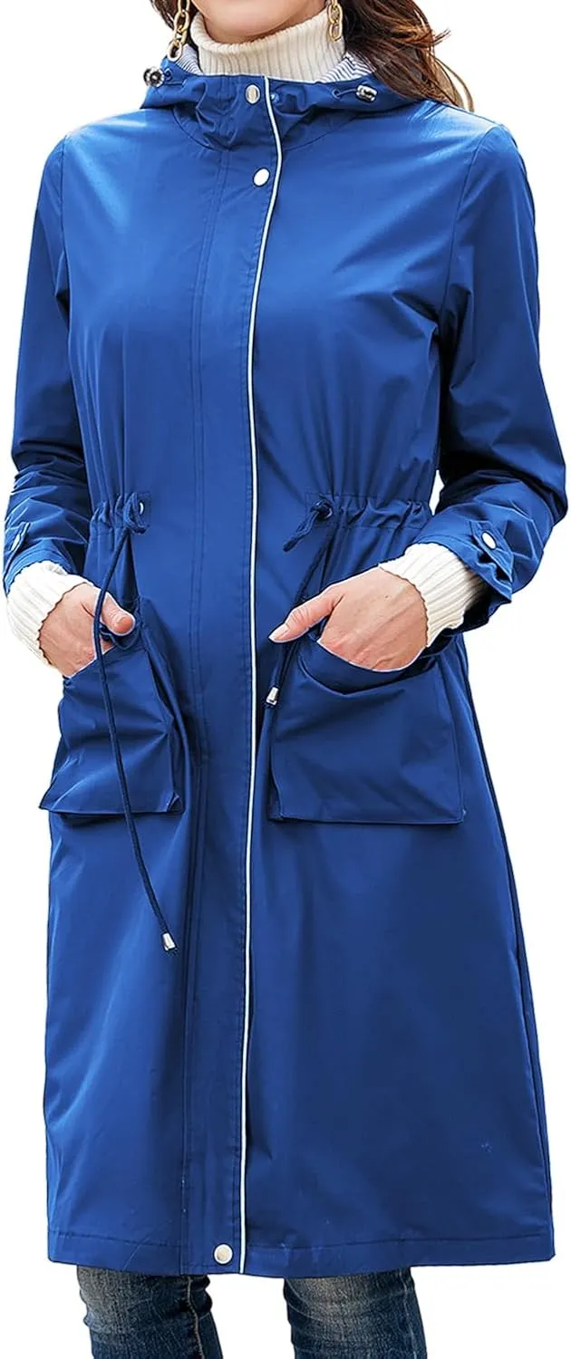 Lu's Chic Women's Rain Jackets Anorak Waterproof Casual Military Utility Outdoor Fall Hood