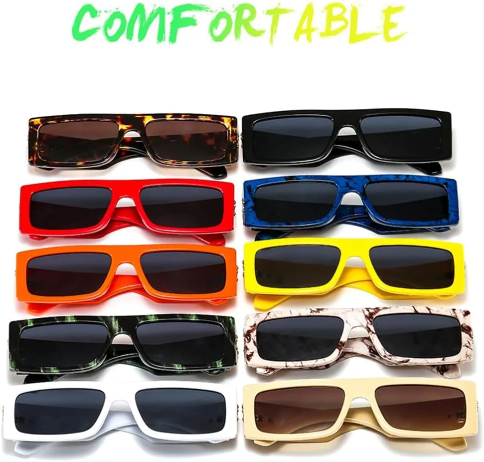 Marbling Rectangle Sunglasses Women Men Vintage Sunglasses UV400