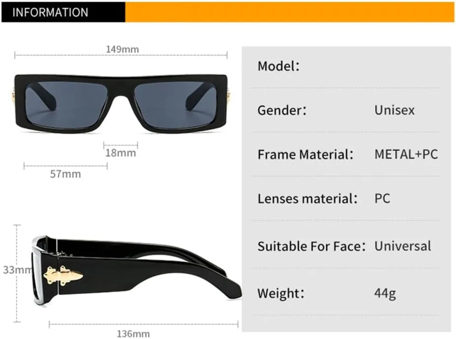 Marbling Rectangle Sunglasses Women Men Vintage Sunglasses UV400