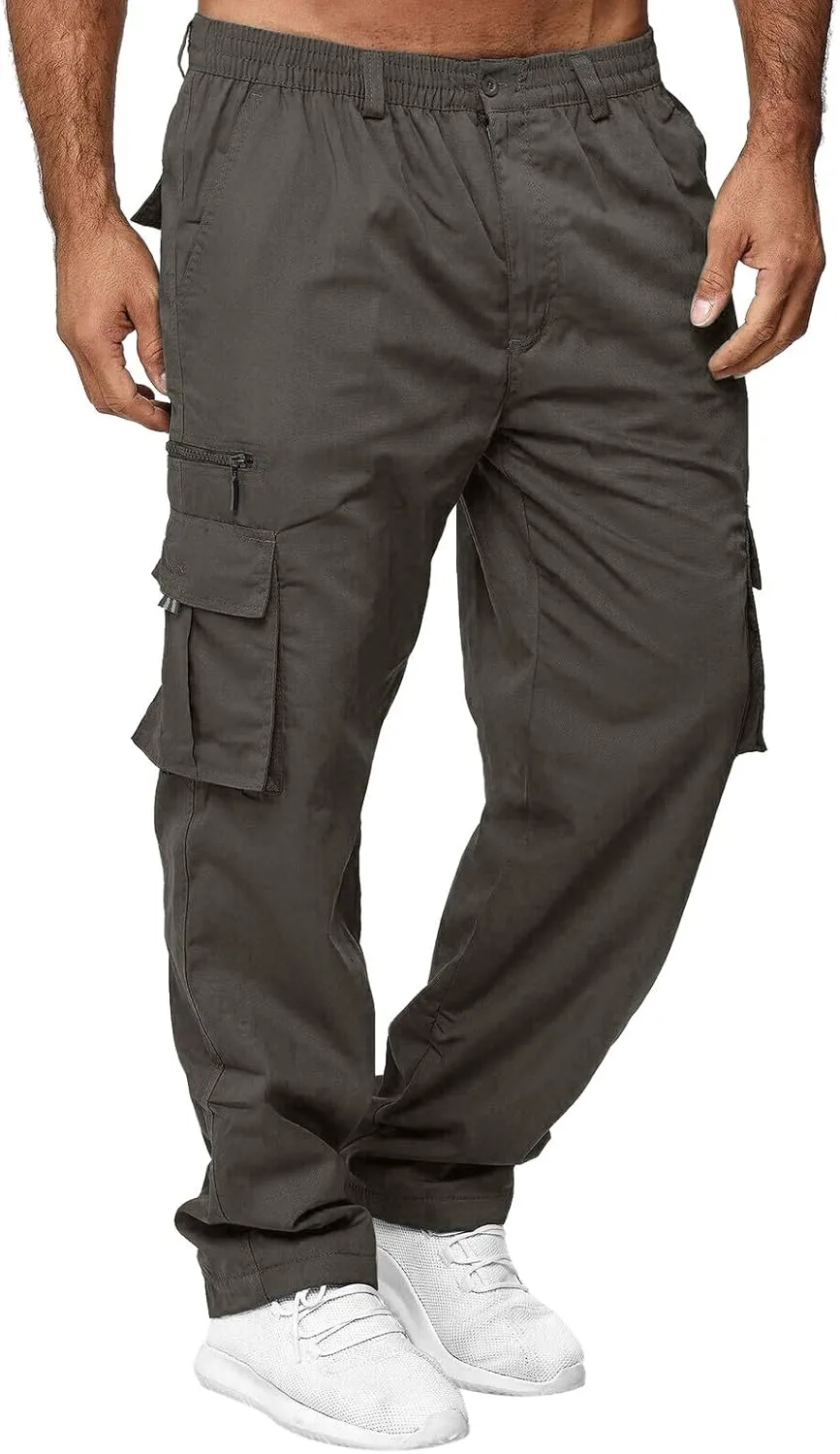 Men Cargo Pants Baggy Outdoor Waterproof Hiking Work Pants Stretch Multi Pockets Lightweight Classic Tactical Pants