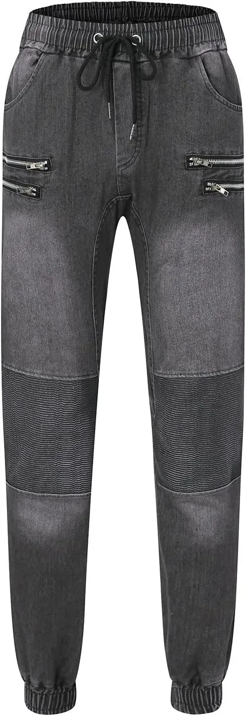 Men Jeans Pocket Drawstring Waist Solid Color Slim Toe Jeans Jeans Mens Relaxed Jeans Men Mens Fitted