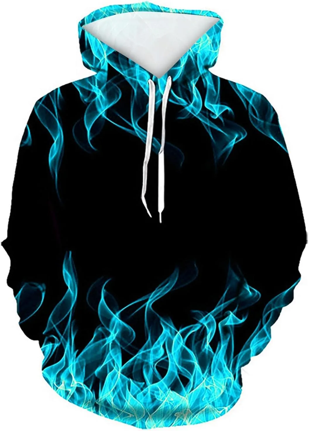 Men Women Unisex Novelty Hoodies 3D Flame Graphic Print Pullover Tops Fashion Fall Winter Hooded Sweatshirts