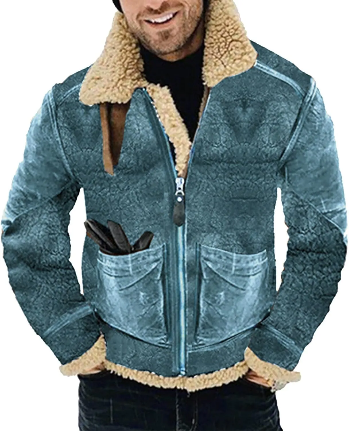 Mens 2023 Jackets Thickened Jackets Casual Stylish Outwear Zip Pockets Warm Coats Thickened Warmth Jackets