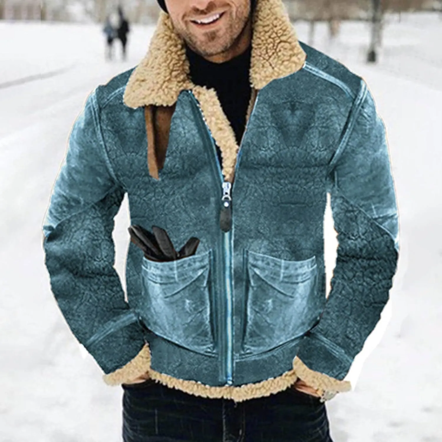 Mens 2023 Jackets Thickened Jackets Casual Stylish Outwear Zip Pockets Warm Coats Thickened Warmth Jackets
