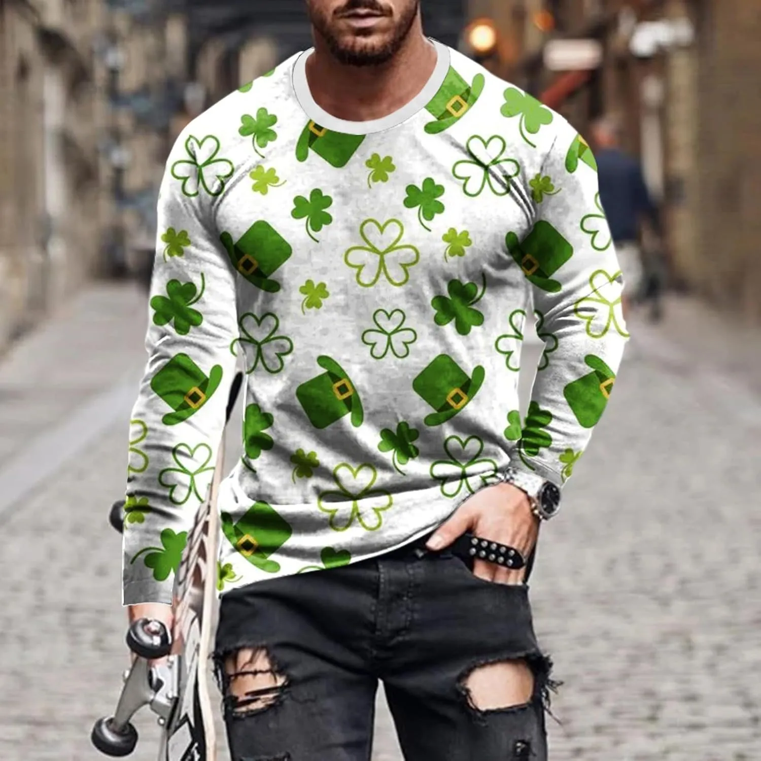 Men's Autumn And Winter Tops Halloween Themed And Thick Long Sleeved Sweater Cool Sweatshirts Halloween Long Sleeve