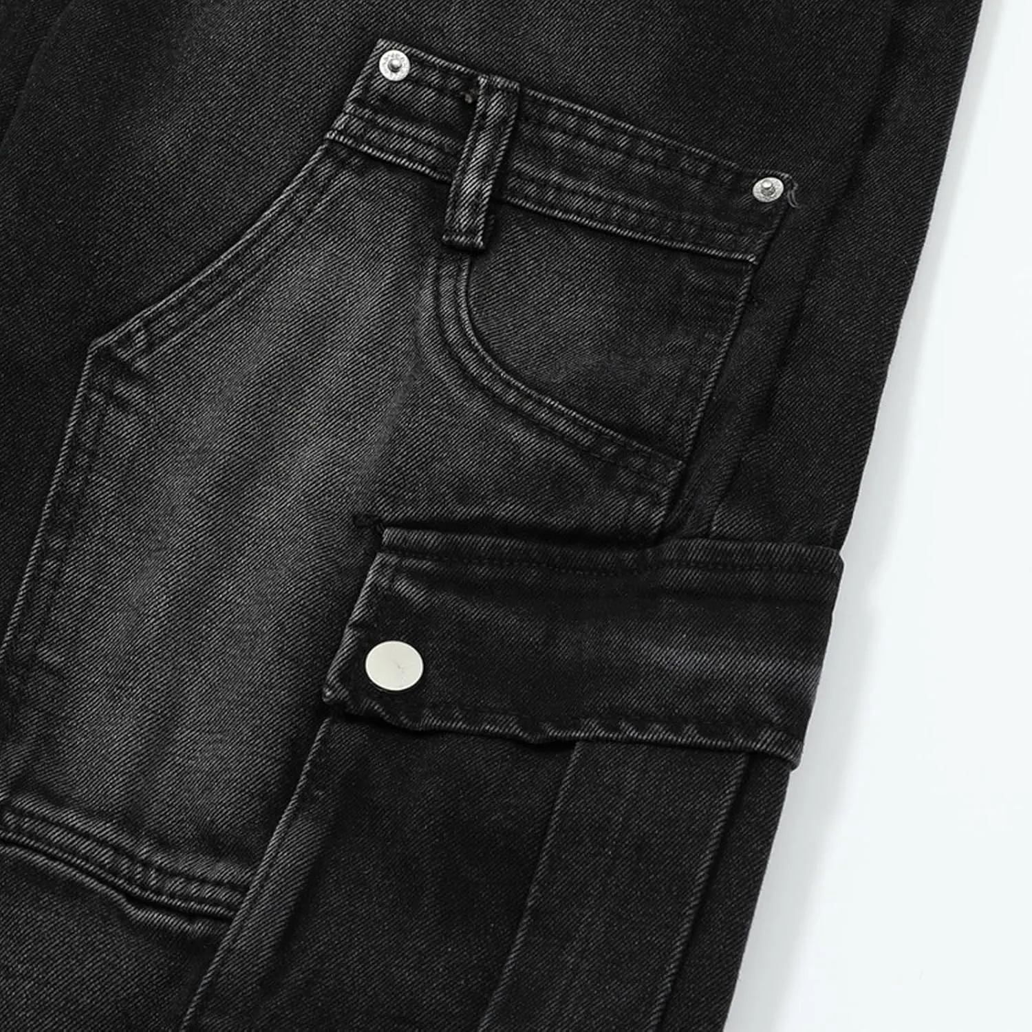 Mens Baggy Cargo Jeans Steampunk Patchwork Pants Goth Distressed Jeans Zippered Hem Wide Leg Skater Denim Pants